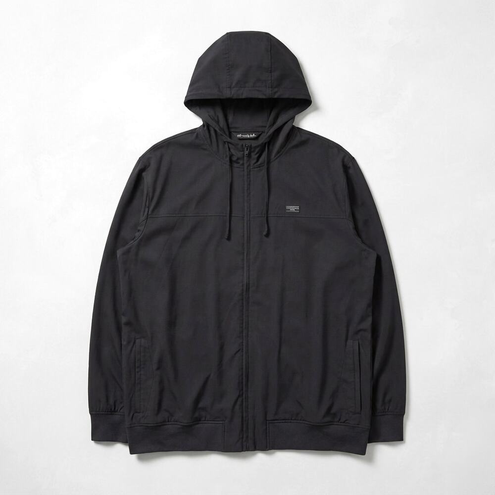 Travis Mathew Wanderlust Hoodie Golf Jacket Black Full Zip Ripstop Mens XXL 2XL
